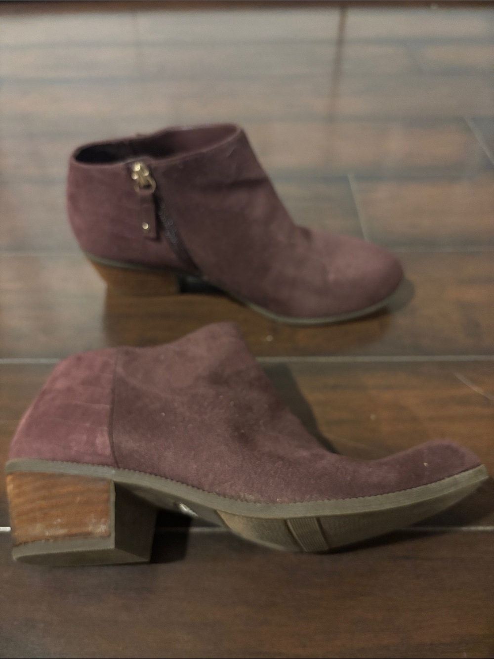 Dr Scholls Women's Burgundy Suede Ankle Boots Block Heel Sz 7.5